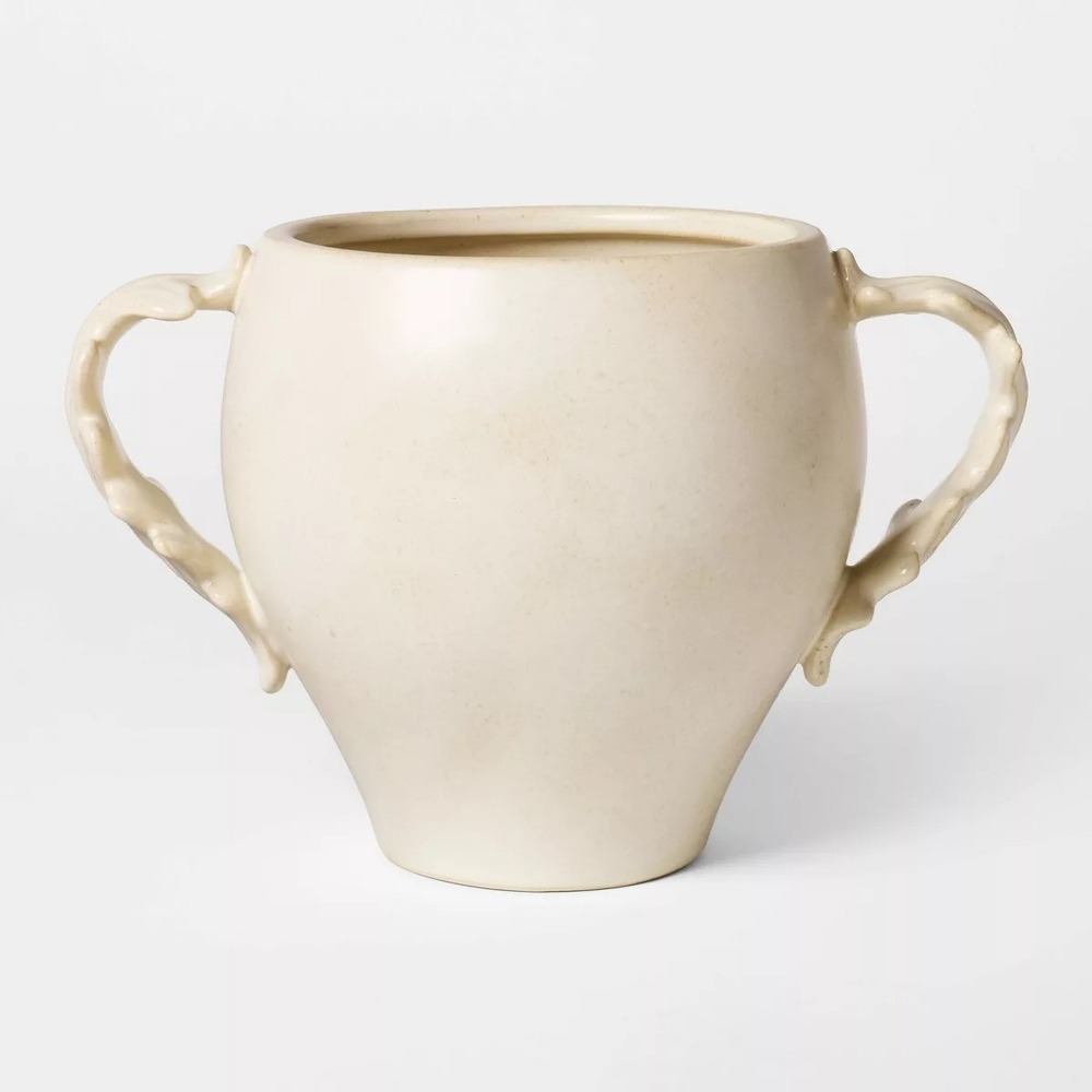 Short Botanical Handle Ceramic Vase Cream - Threshold Studio McGee, Target